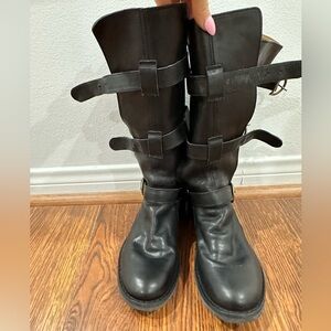 Fiorentini + Baker Black Leather Combat Moto Boots